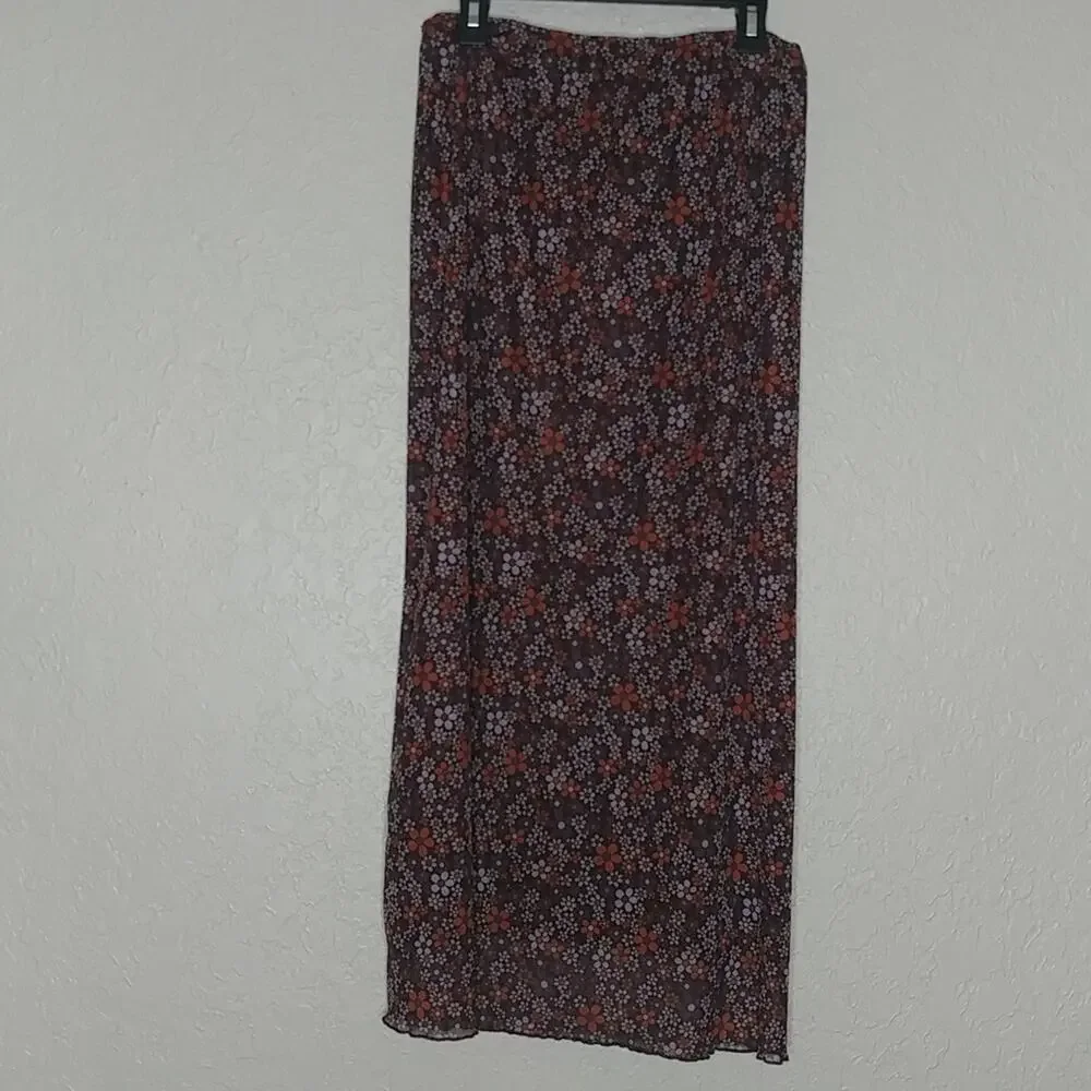Multicolored Floral Fairy Grunge Boho Indie Midi Skirt Size L